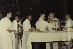 Padre em missa e festa de aniversário