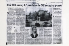 Jornal de 100 anos da posse do primeiro prefeito de São Paulo